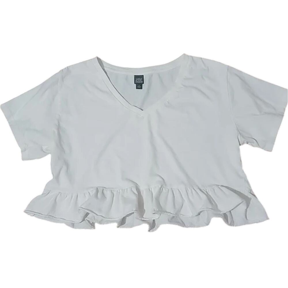 Wild Fable Women's Medium Ruffle Crop Top White